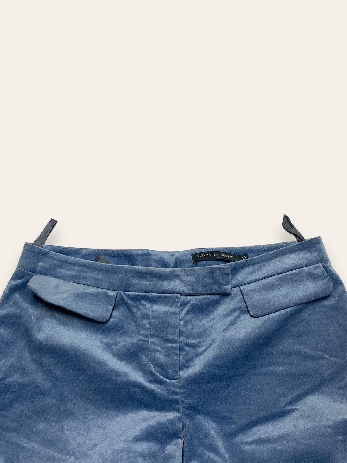 Alexander McQueen Vintage ALEXANDER MCQUEEN Velour Pastel Blue Pants Size 27" / US 4 / IT 40 - 4 Thumbnail