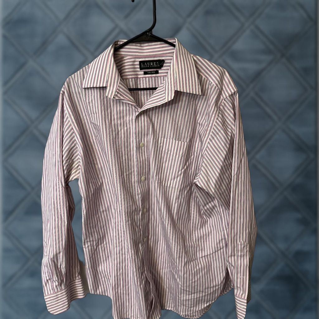 Ralph Lauren Lauren Ralph Lauren Men Shirt Pink Striped Non Iron Button Size 16.5 Size US L / EU 52-54 / 3 - 1 Thumbnail