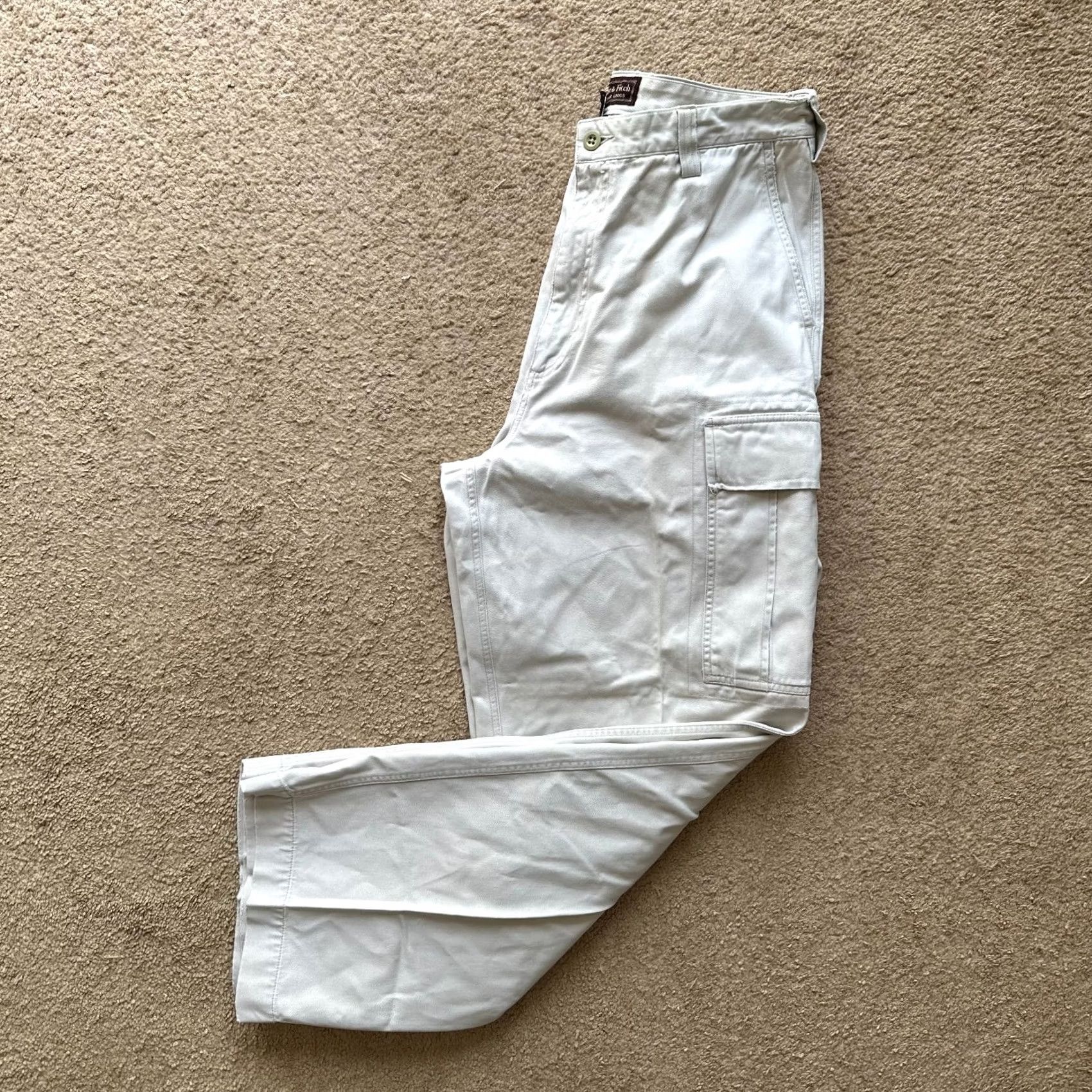Abercrombie & Fitch VINTAGE Abercrombie & Fitch Pants Mens Cargo White 34x32 High Rise Y2K Army Paratrooper Size US 34 / EU 50 - 2 Thumbnail