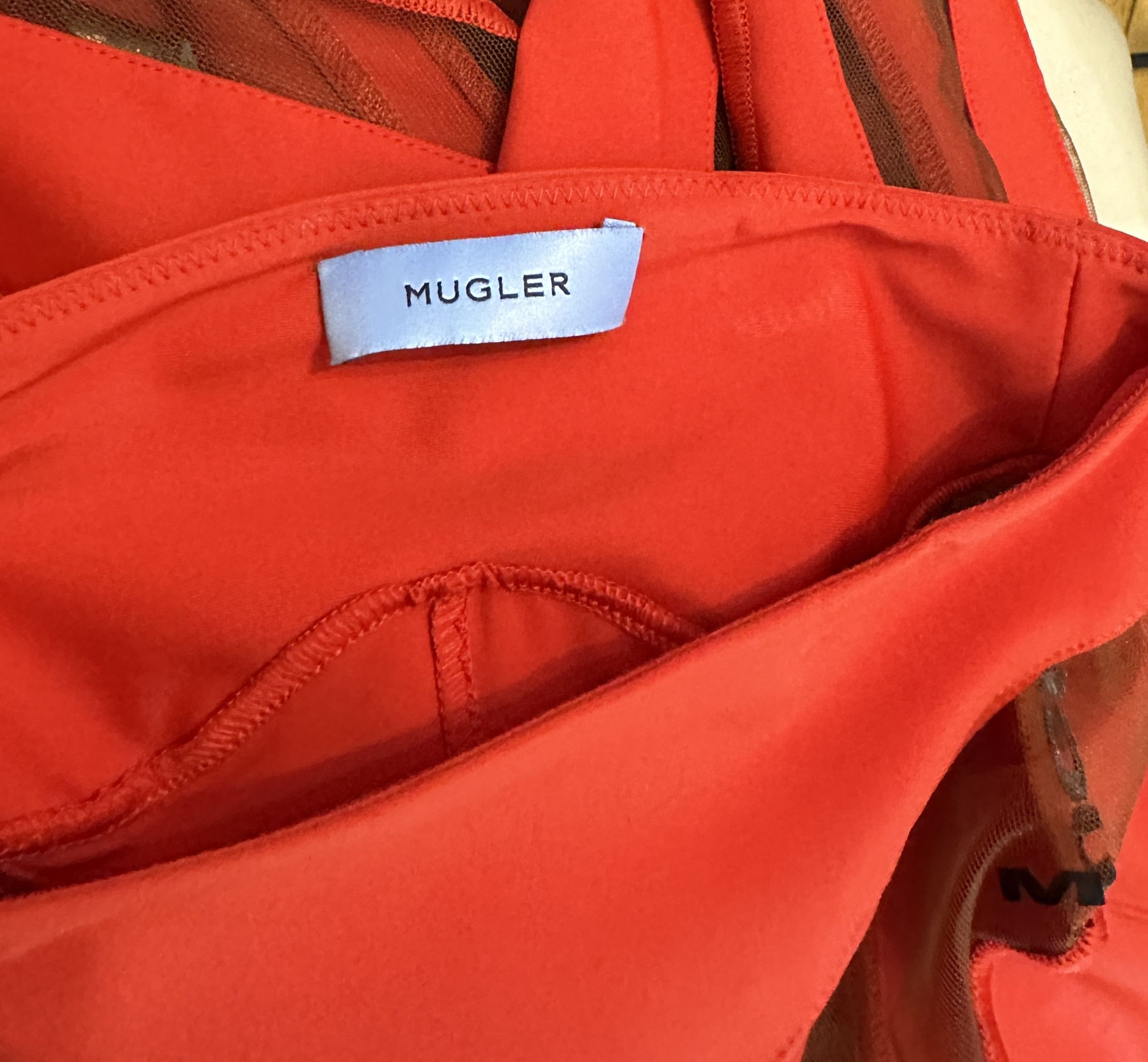 Mugler Red Sheer Panel Leggings Size 25" / US 0 / IT 36 - 5 Thumbnail