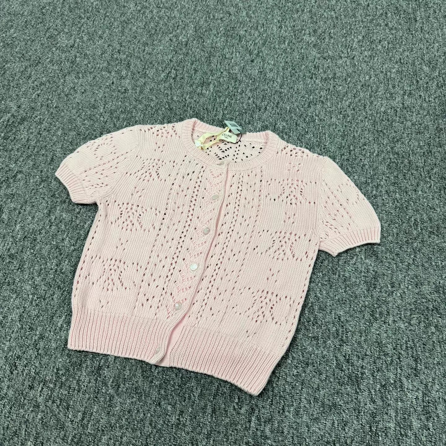Celine Celine Pink Triomphe Cutout Short Knit Cardigan Women's XS Size XS / US 0-2 / IT 36-38 - 3 Thumbnail