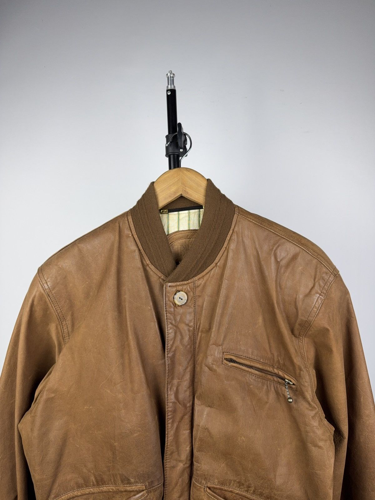 Japanese Brand Vintage 90s Retro Avant Garde Biker Leather Bomber Jacket Size US S / EU 44-46 / 1 - 2 Thumbnail