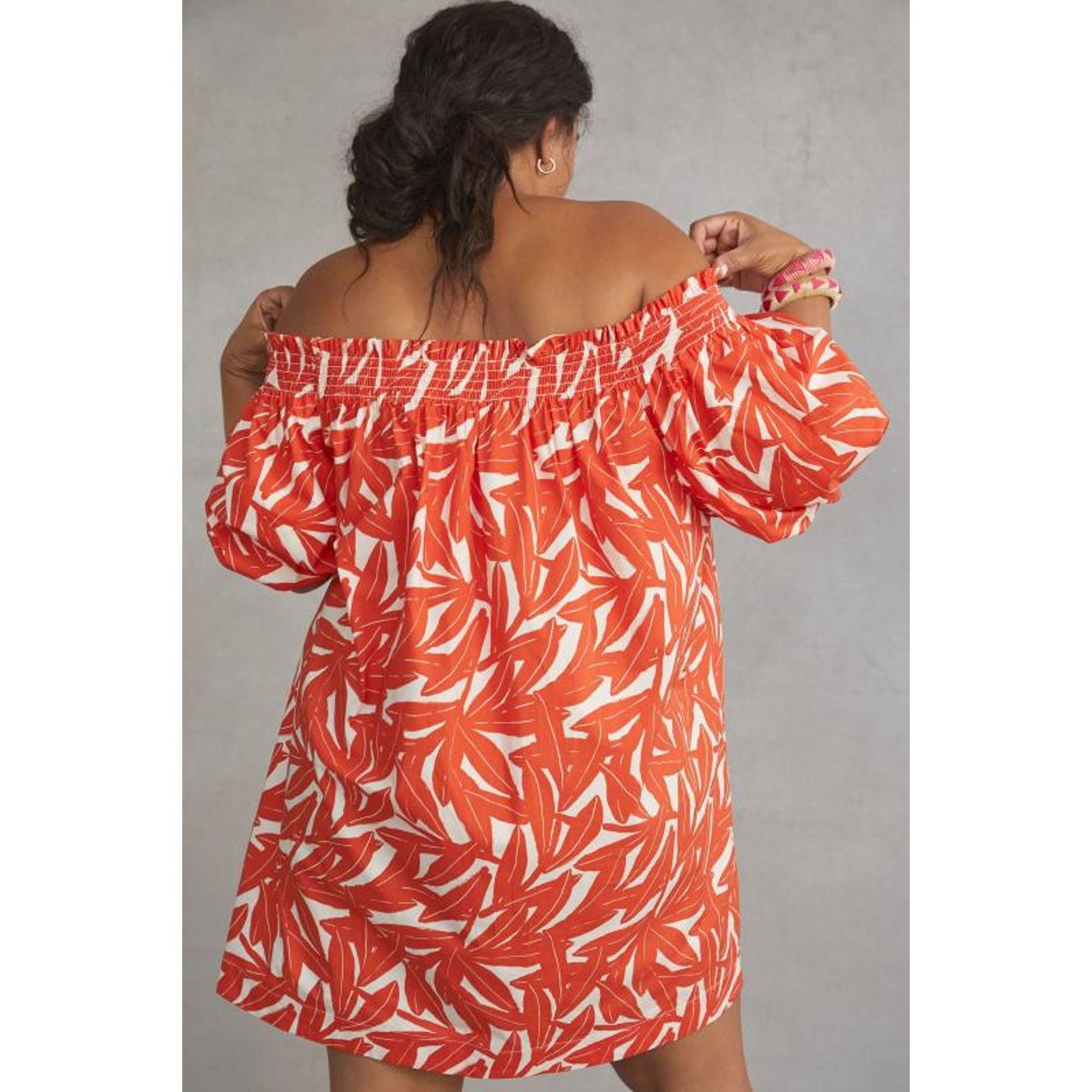 Anthropologie New WHIT TWO Banana Leaf Off-The-Shoulder Tunic Dress Small Size S / US 4 / IT 40 - 7 Thumbnail