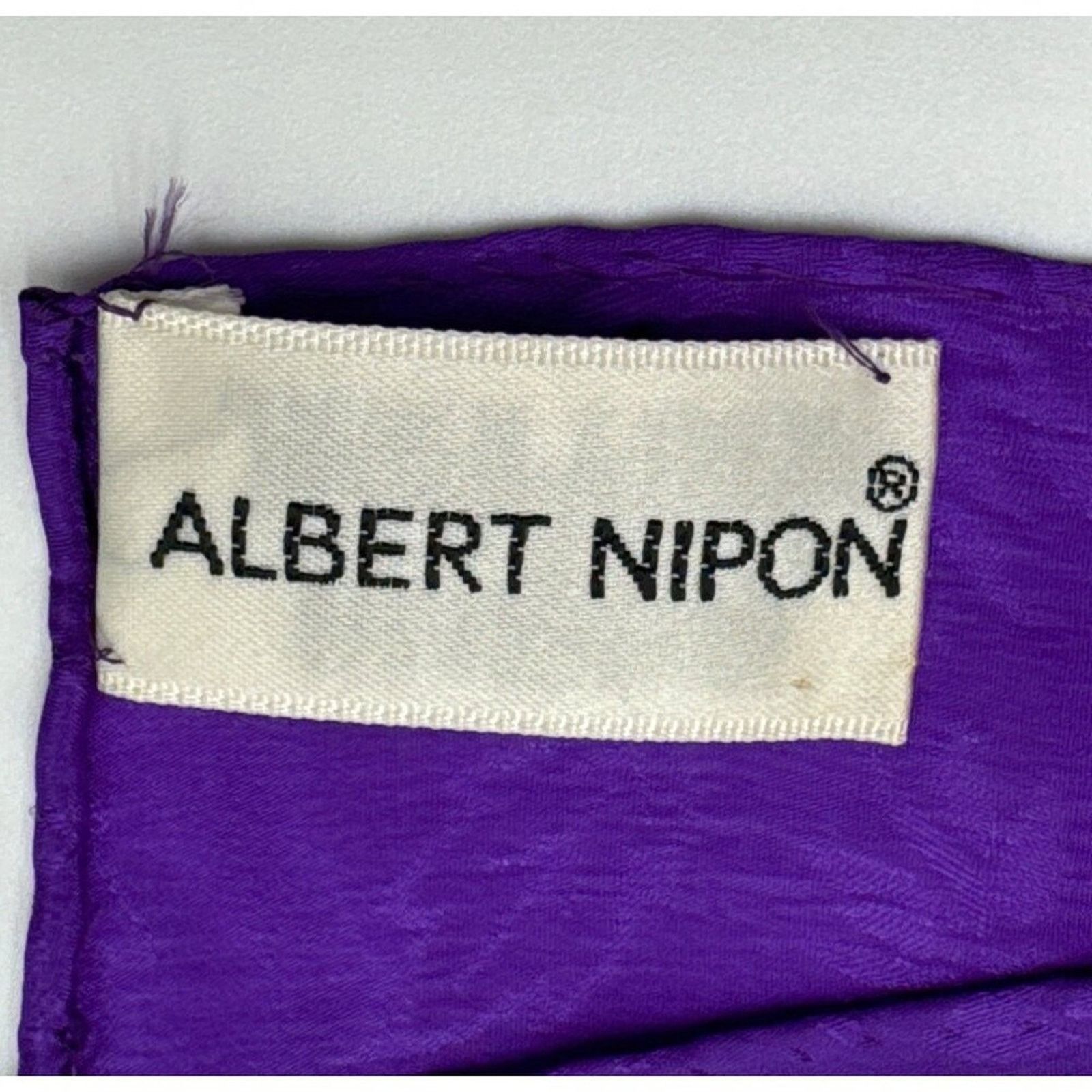 Albert Nipon Albert Nipon Scarf Vintage Leopard Print Purple Trim Silk Size ONE SIZE - 5 Thumbnail