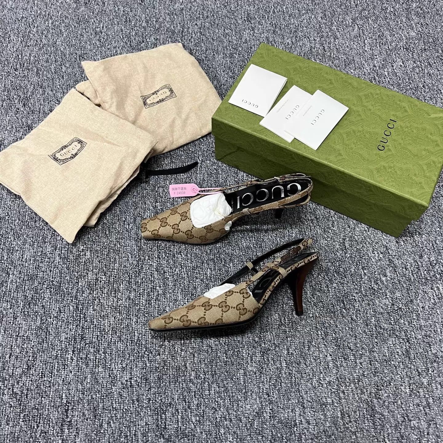 Gucci Gucci GG Monogram Square Toe Kitten 37 EU (Worn Once) Size US 6.5 / IT 36.5 - 2 Thumbnail