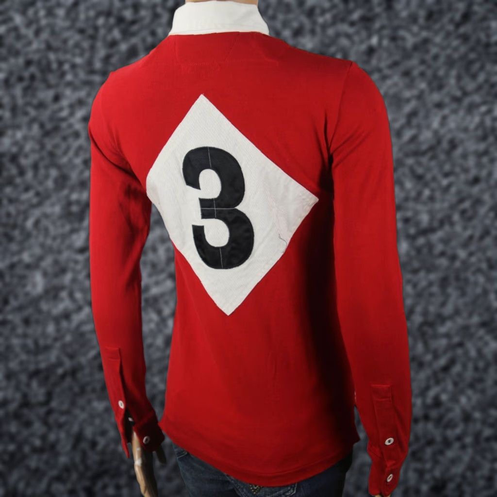 Ralph Lauren Ralph Lauren Red Long Sleeve Polo Rugby Shirt White Collar Pocket NWT Womens M Size M / US 6-8 / IT 42-44 - 1 Preview