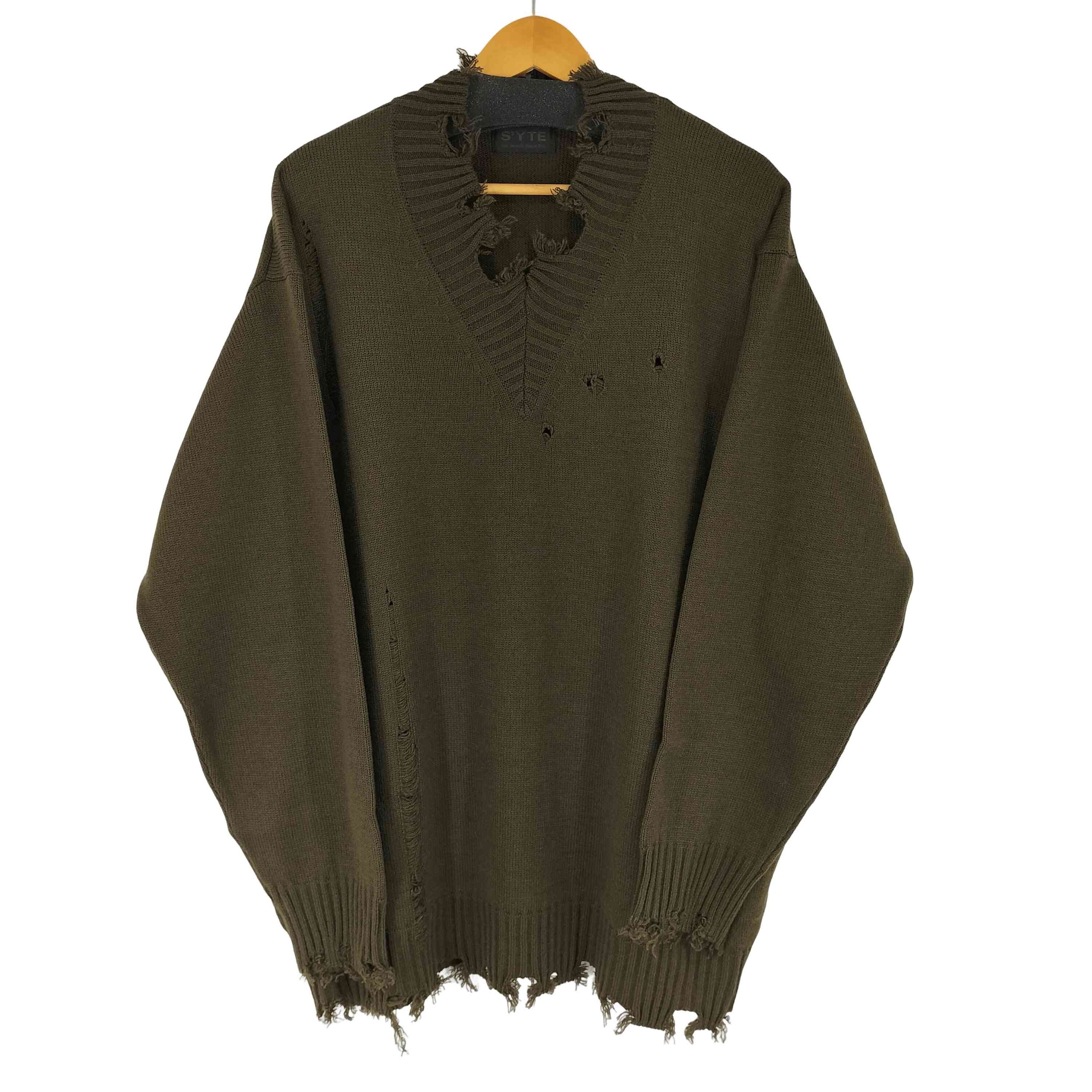 Yohji Yamamoto syte by Yohji Yamamoto WOOL DAMAGE V NECK PULLOVER Size US XXL / EU 58 / 5 - 1 Thumbnail