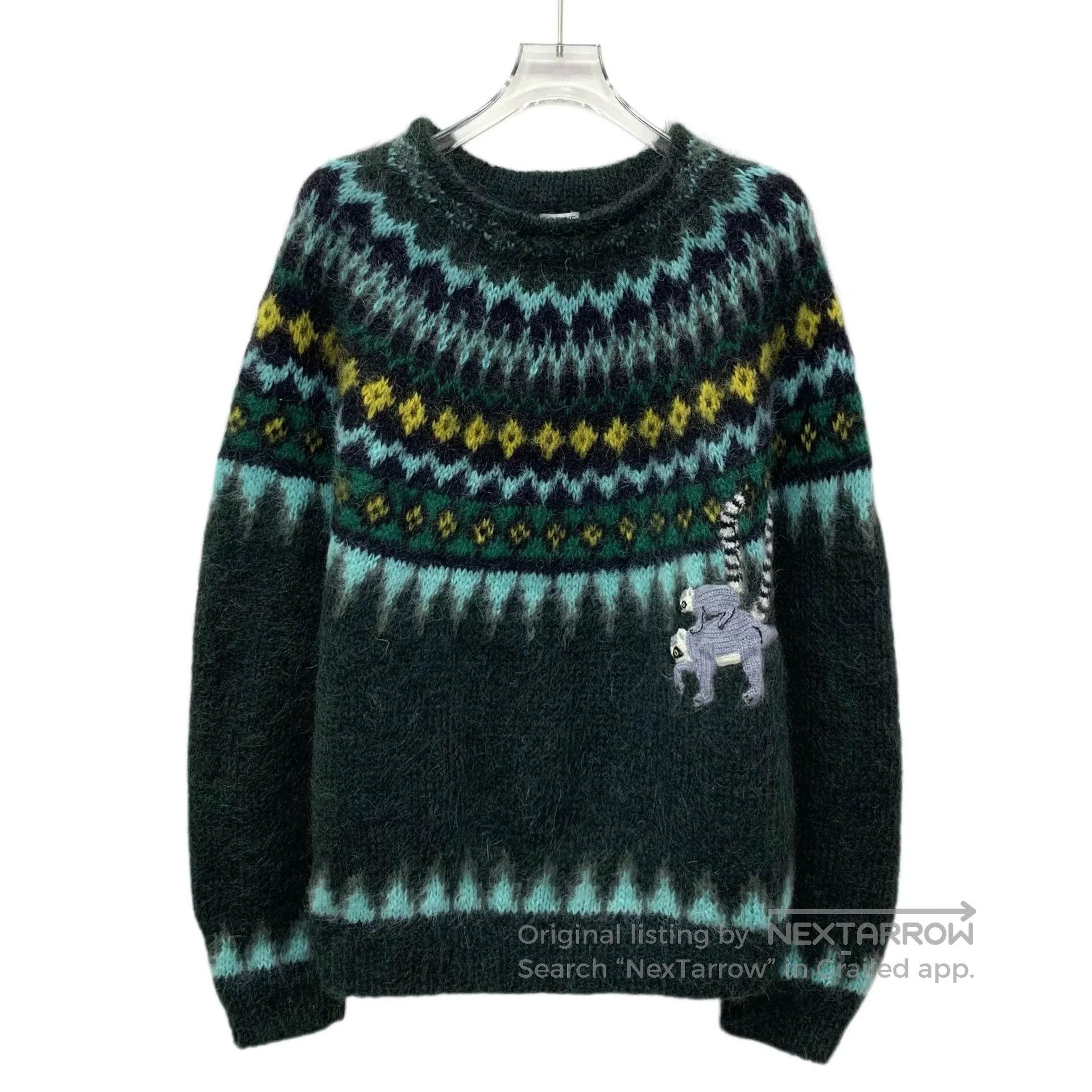 Loewe Loewe Green Animal Jacquard Mohair Sweater. Size US S / EU 44-46 / 1 - 1 Thumbnail