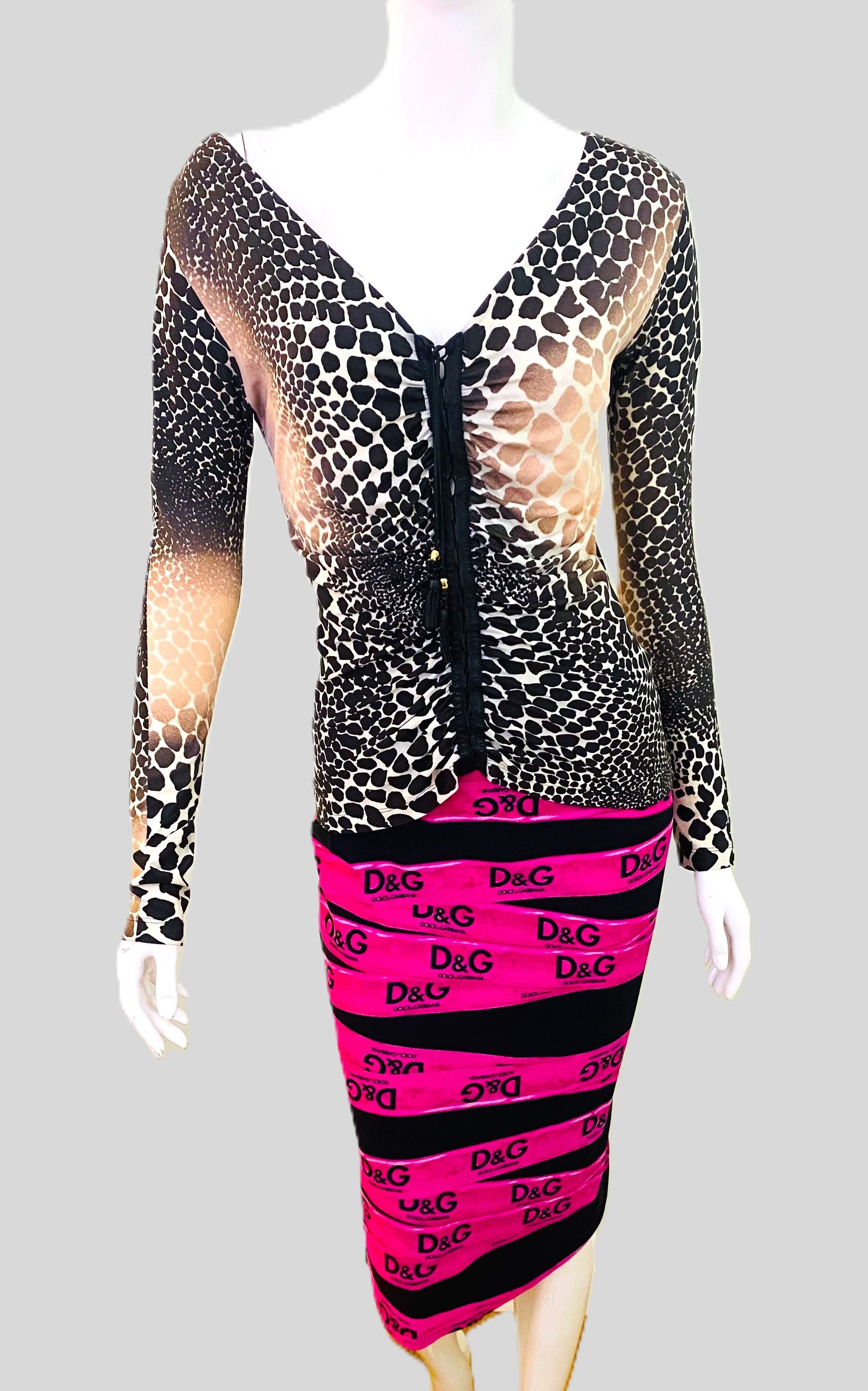 Dolce & Gabbana D&G Dolce & Gabbana F/W 2003 Caution Tape High Waisted Skirt Size 30" / US 8 / IT 44 - 13 Thumbnail