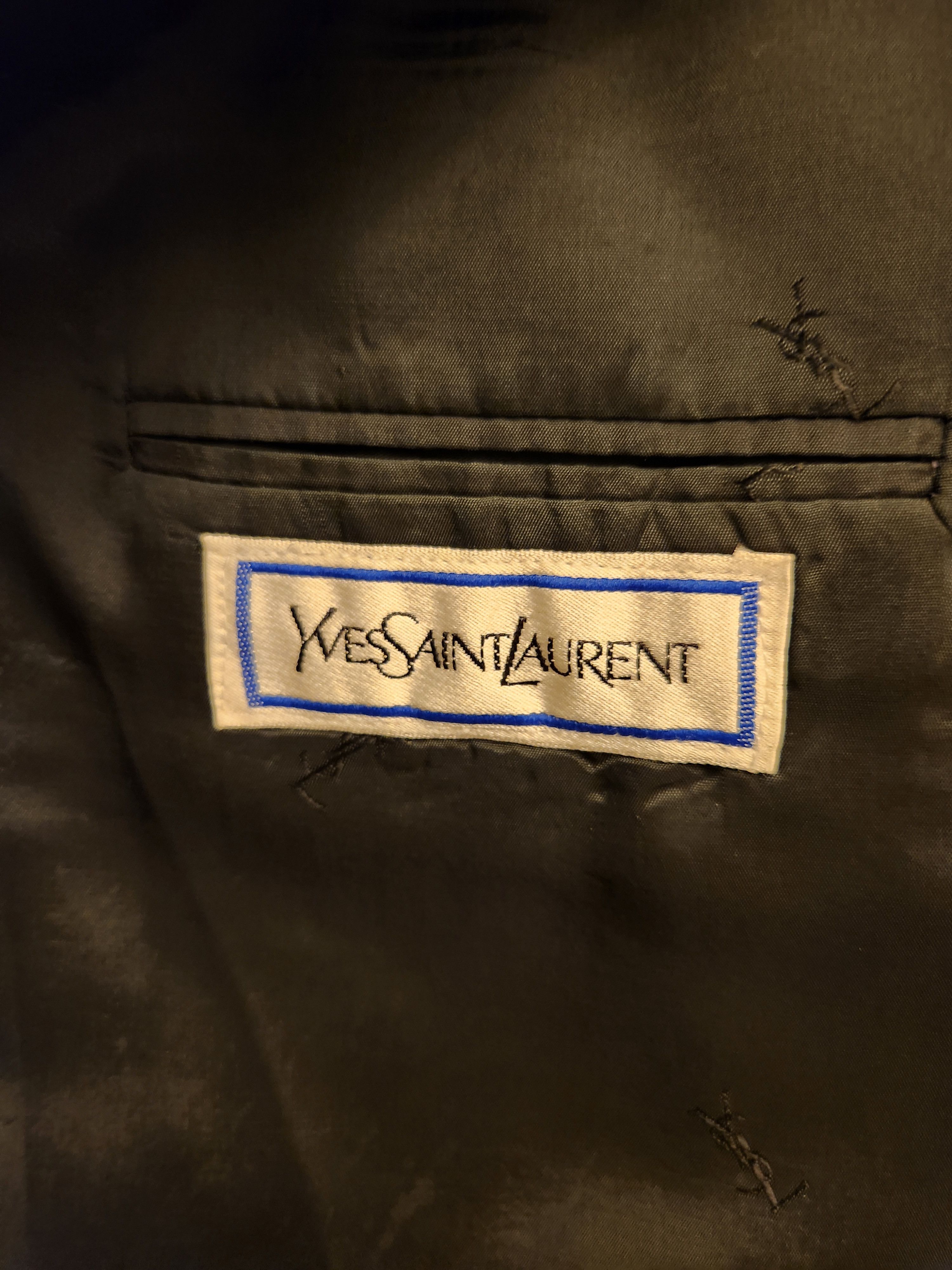 Designer × Yves Saint Laurent Vintage 100% Wool Double Breast Blue Blazer Size 44R - 4 Thumbnail