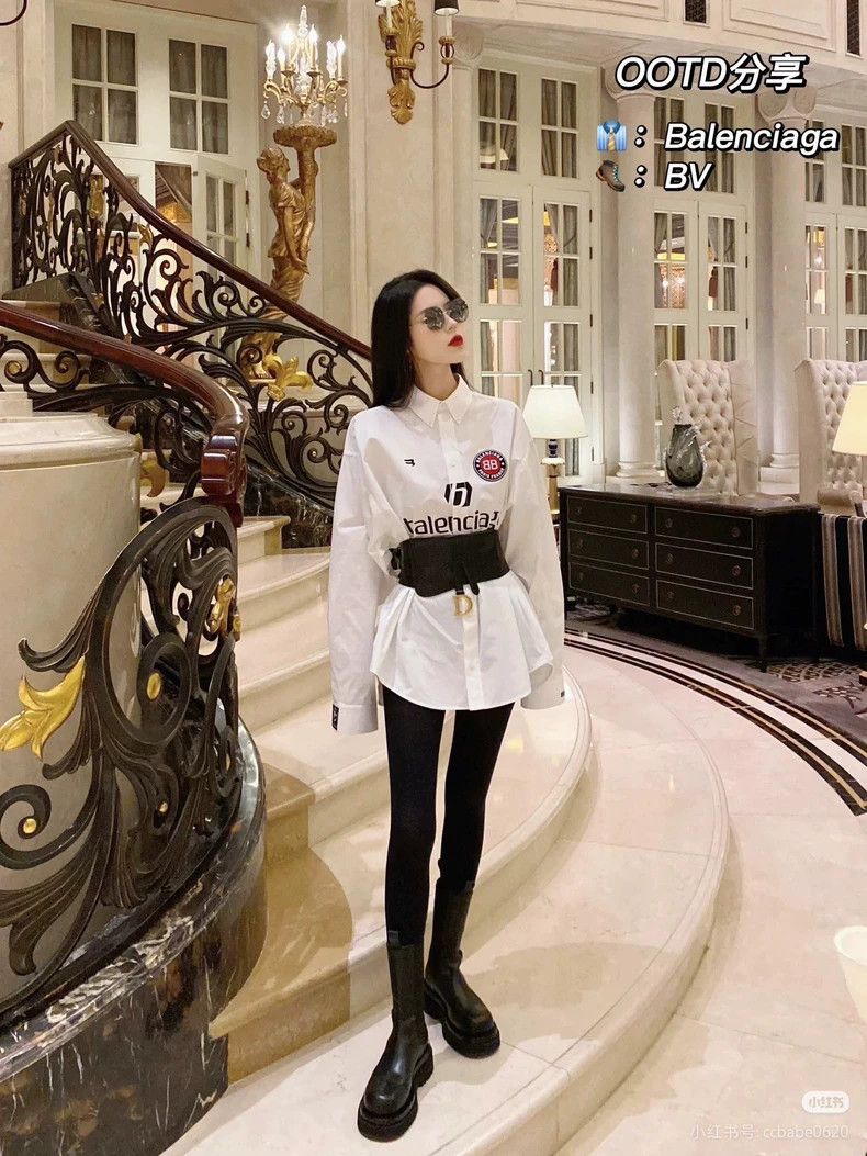 Balenciaga Balenciaga Letter Pattern Printed Collar Long Sleeve Shirt Size US XS / EU 42 / 0 - 8 Thumbnail