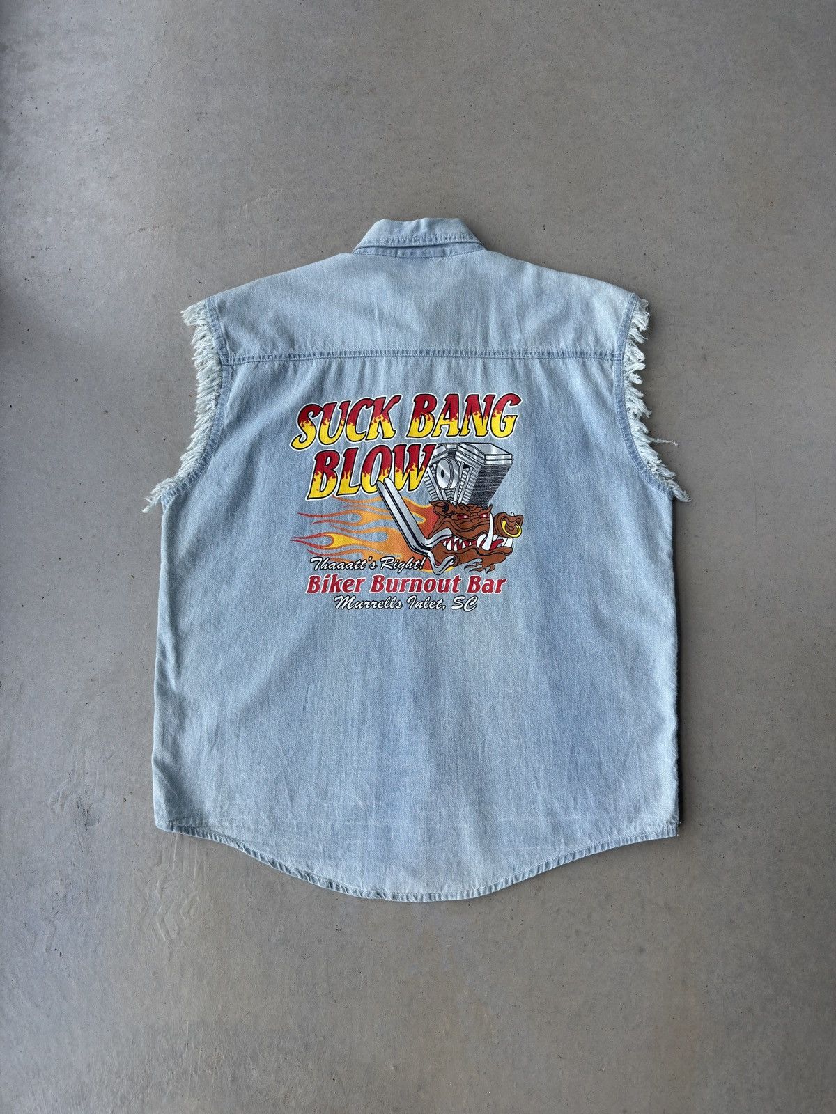 Vintage Vintage Y2K Suck Bang Blow Denim Biker Button up Cutoff Size US XL / EU 56 / 4 - 1 Thumbnail