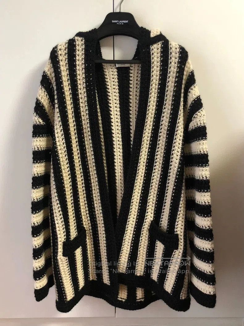 Saint Laurent Paris Saint Laurent Paris Black and white striped cardigan sweate Size US L / EU 52-54 / 3 - 1 Thumbnail