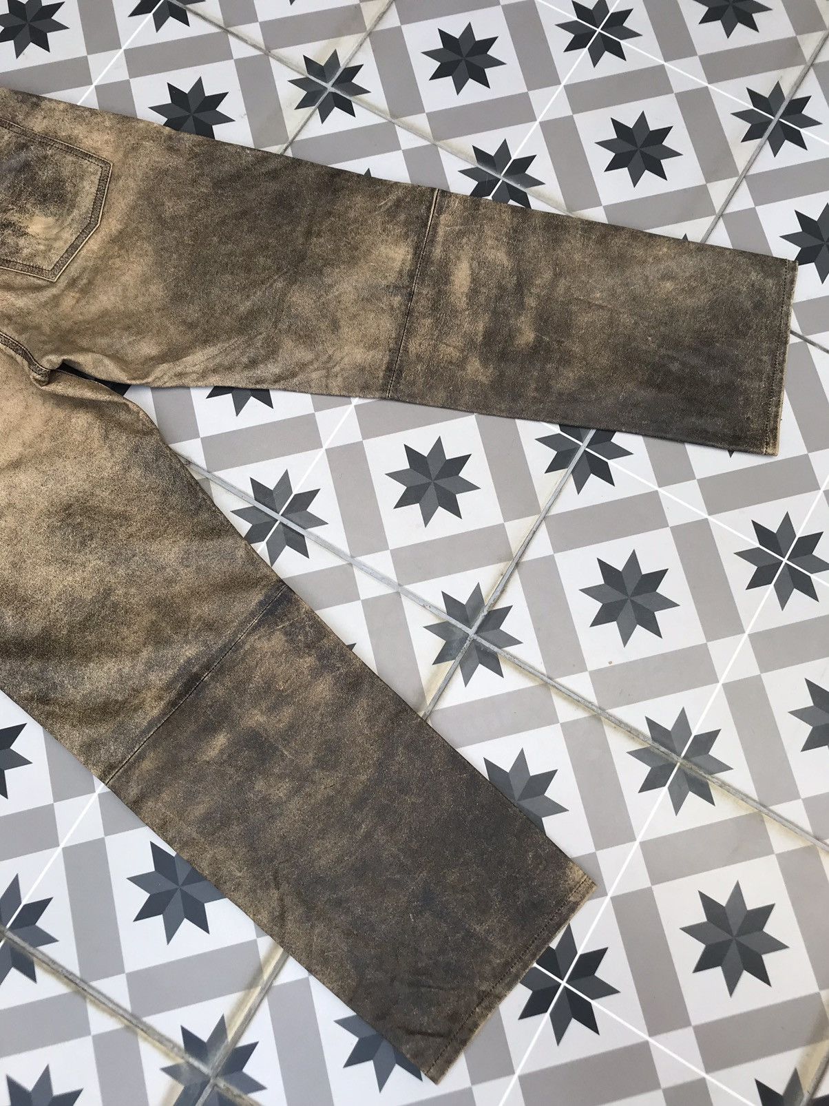 Genuine Leather DUAL ( JAPAN ) FADED COWHIDES LEATHER JEANS Size US 31 - 10 Thumbnail
