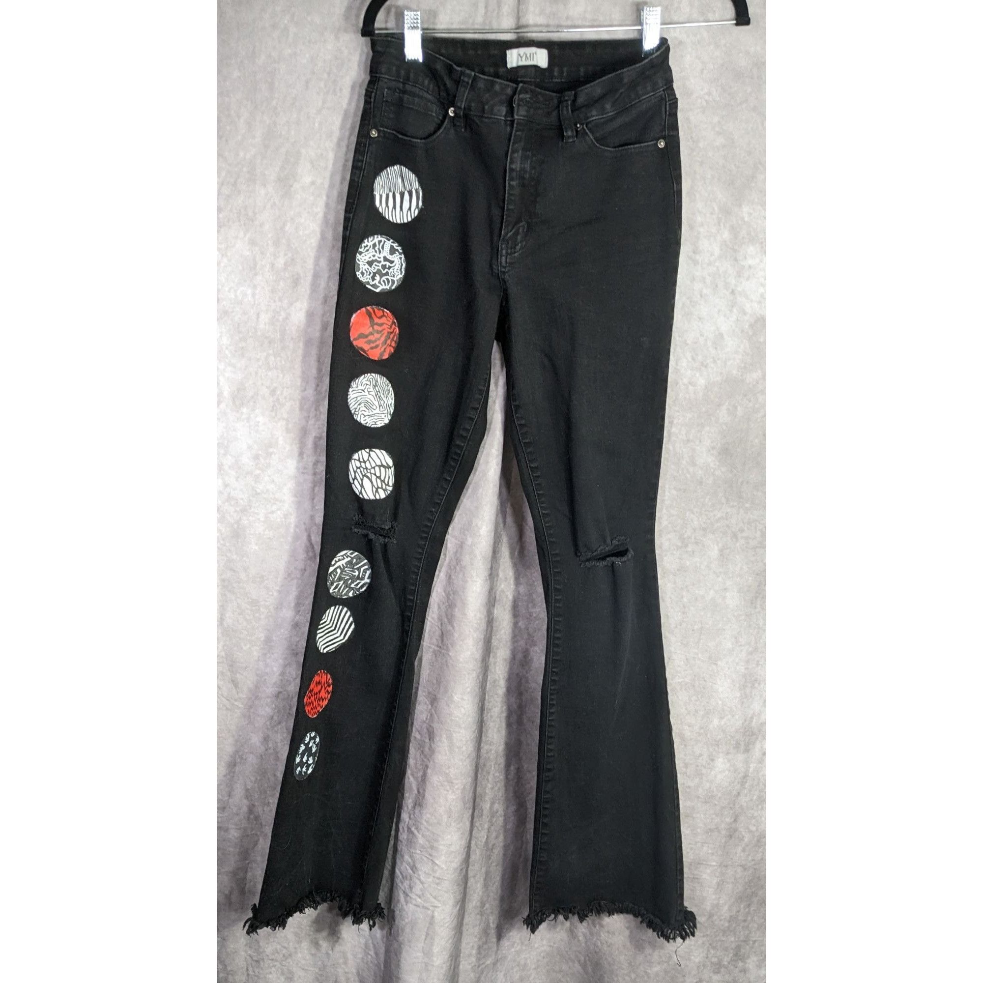 Other Upcycled 21 Pilots Hand-Painted YMI Black Flare Jeans With 2 Size 28" / US 6 / IT 42 - 4 Thumbnail