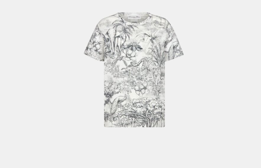 Dior o1w1db10824 Cotton Jersey T-Shirt in White Grey Size XS / US 0-2 / IT 36-38 - 1 Thumbnail