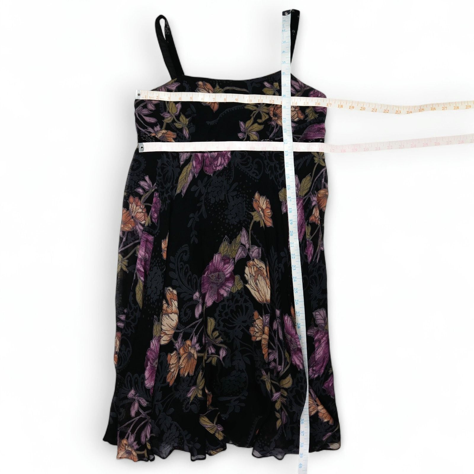 Other Eva Blue Petite Beaded Floral Midi Dress VTG Boho Whimsy 10P Size L / US 10 / IT 46 - 8 Thumbnail
