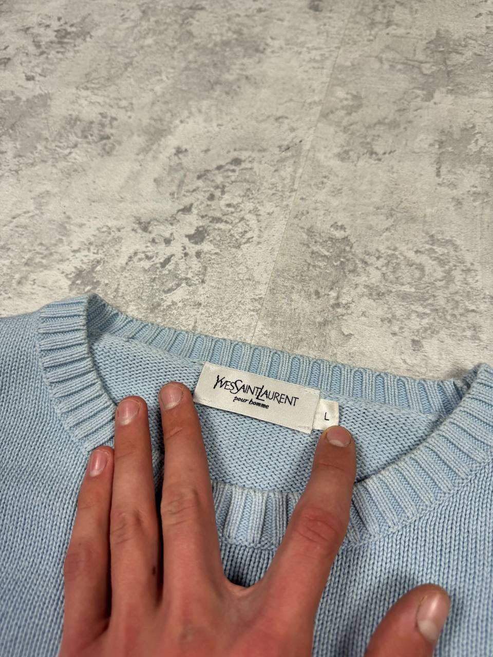 Yves Saint Laurent Vintage Yves Saint Laurent Y2K Blue Knit Sweater Size US L / EU 52-54 / 3 - 10 Thumbnail