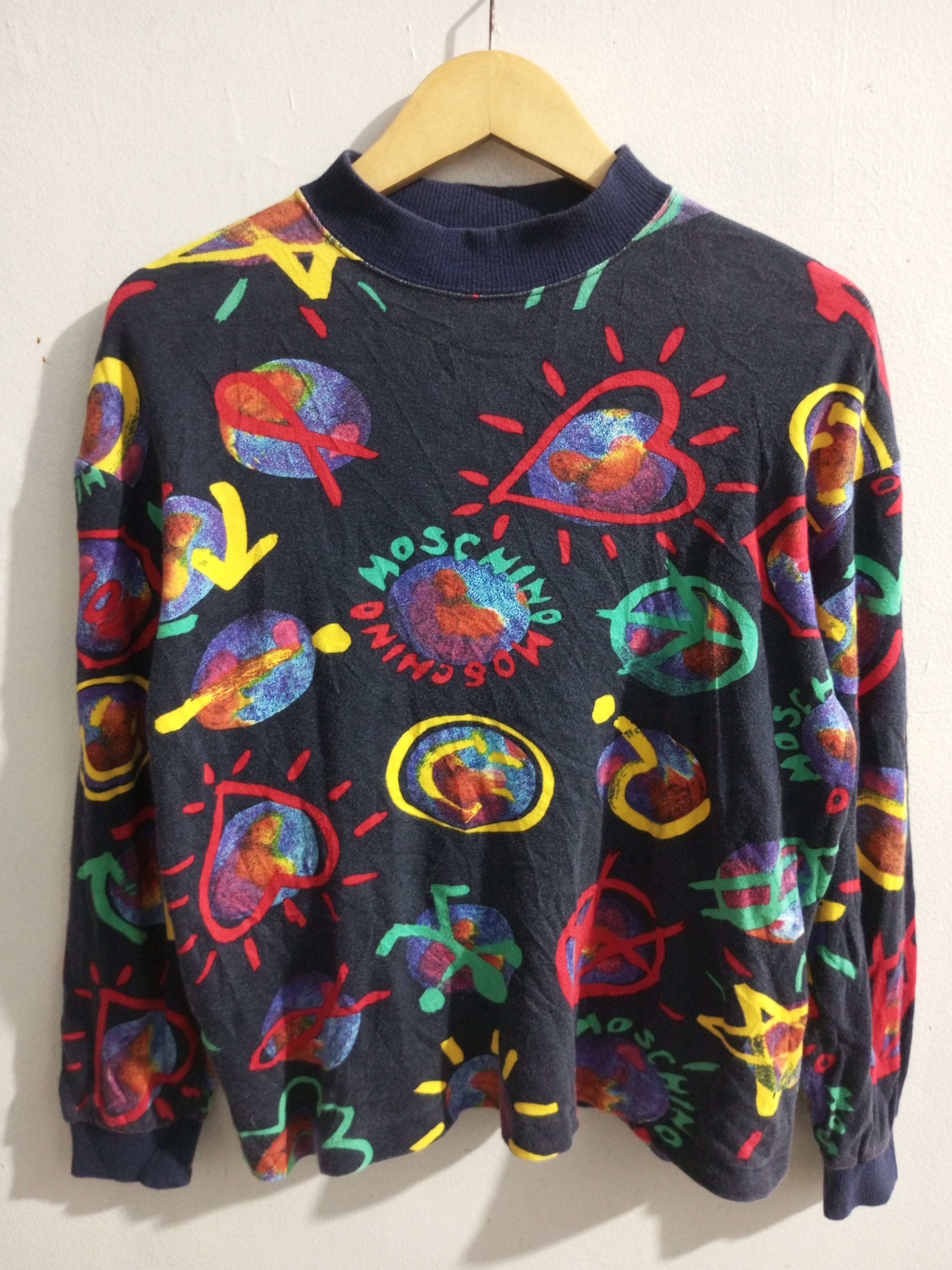 Vintage moschino junior full print boxy long sleeve tshirt