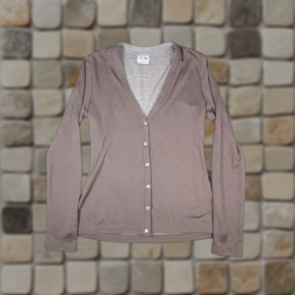 Adidas VINTAGE Adidas Sweater Cardigan Women's Small Brown 90s Y2K Earthtone V-Neck Long Sleeve Size S / US 4 / IT 40 - 1 Thumbnail