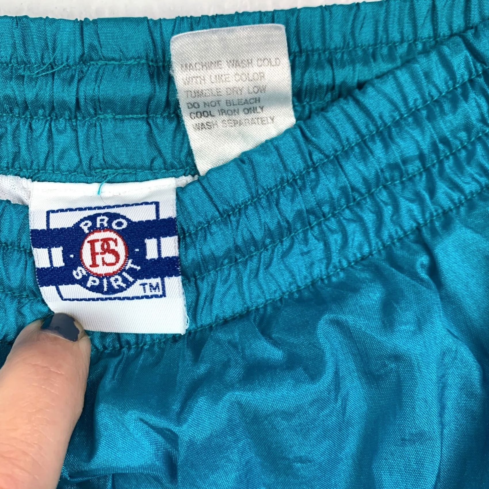 ESPIRIT VINTAGE Pro Spirit Swish Nylon Windbreaker Teal Blue Pants Size Small Size US 29 - 3 Thumbnail