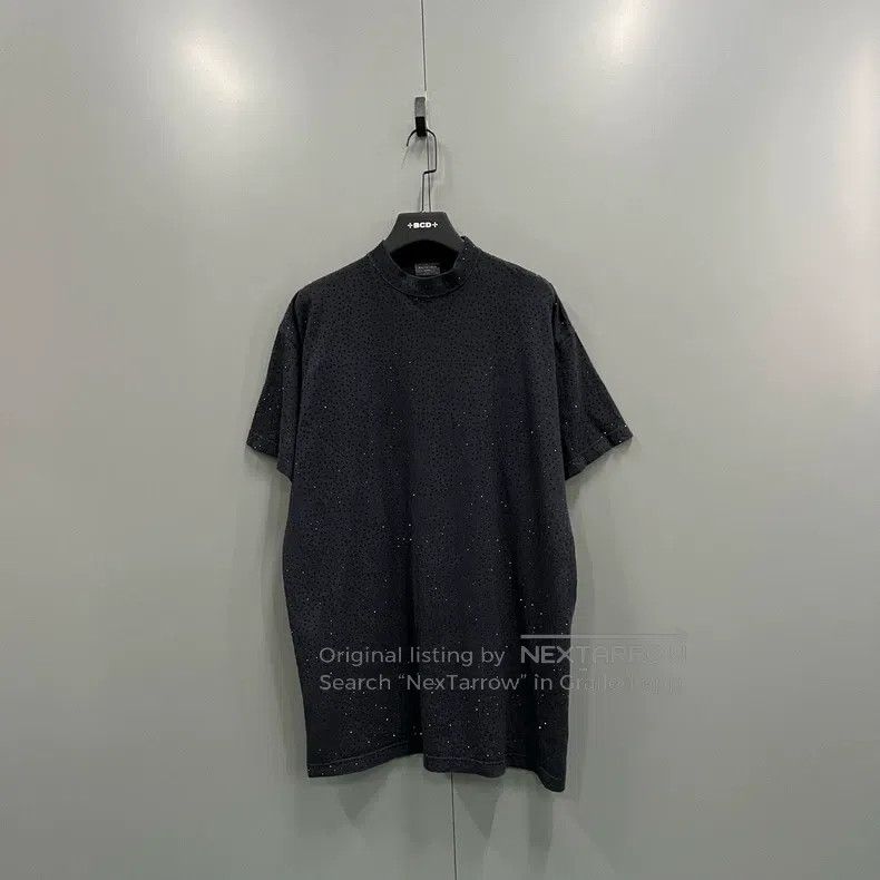 Balenciaga Balenciaga Black Full Diamond Crew Neck Short Sleeve Size US S / EU 44-46 / 1 - 1 Thumbnail