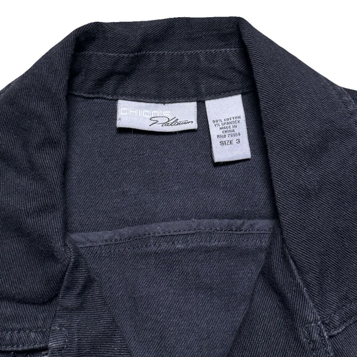 Other Vintage Chicos Platinum Denim Biker Jacket W Pins Black 3 Size XL / US 12-14 / IT 48-50 - 4 Thumbnail