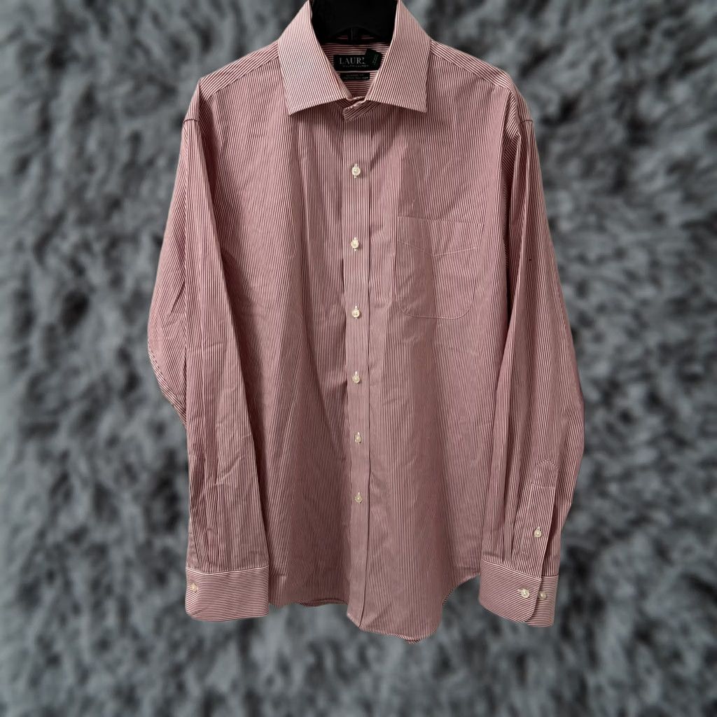 Ralph Lauren Lauren Ralph Lauren Shirt Mens 16 34/35 Red Striped Button Up Stretch Non Iron Size US L / EU 52-54 / 3 - 1 Thumbnail