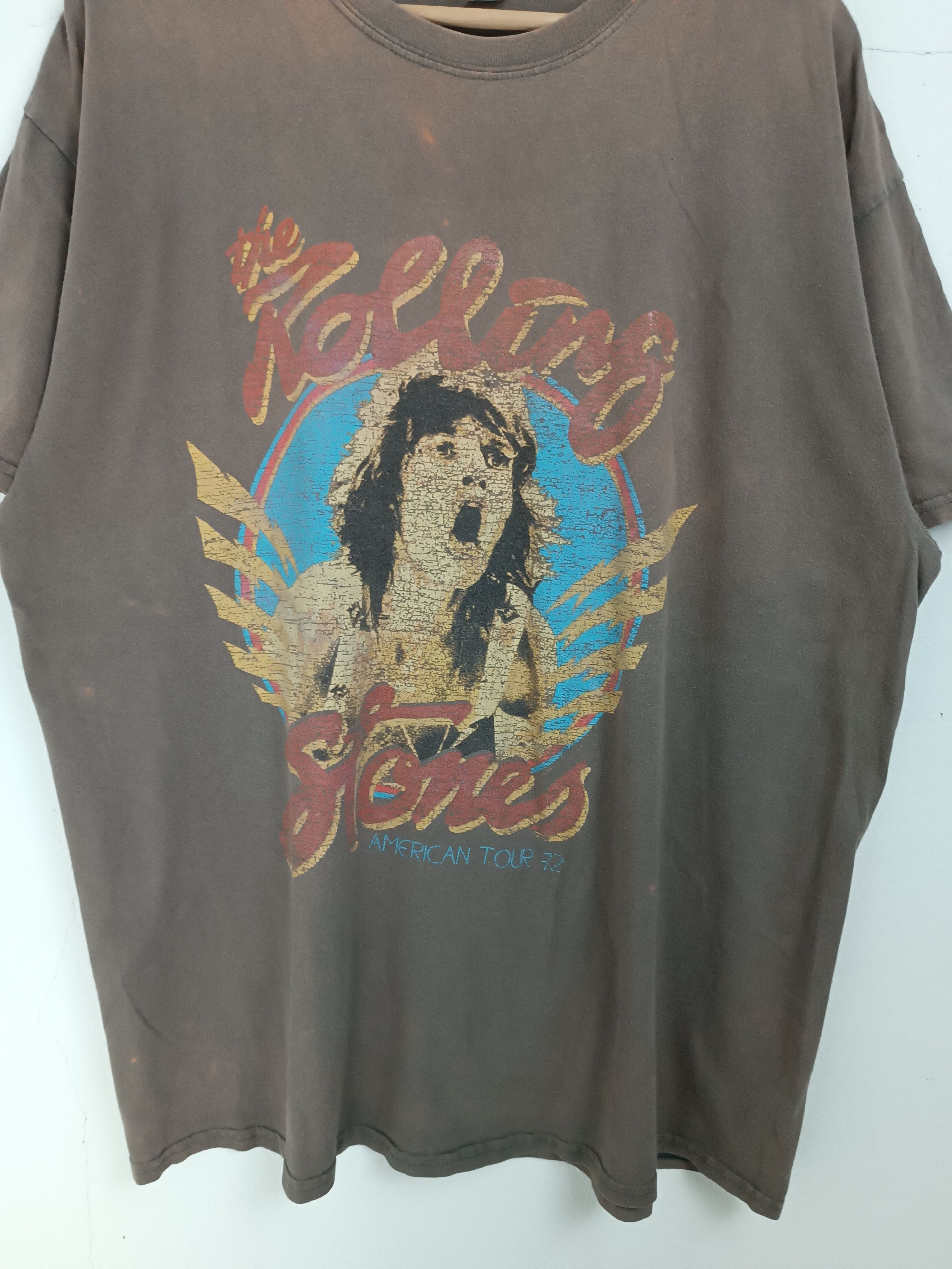 Band Tees THRASHED FADED VINTAGE ROLLING STONES US TOUR beatles who Size US XL / EU 56 / 4 - 6 Thumbnail