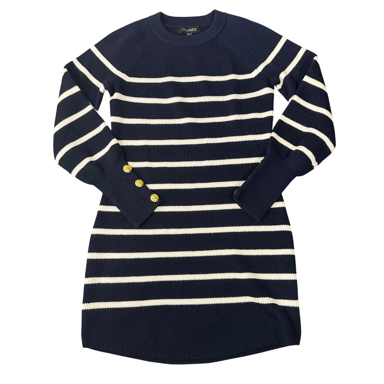 INTERMIX Intermix Nimah Striped Merino Wool Sweater Dress Size XS / US 0-2 / IT 36-38 - 2 Thumbnail