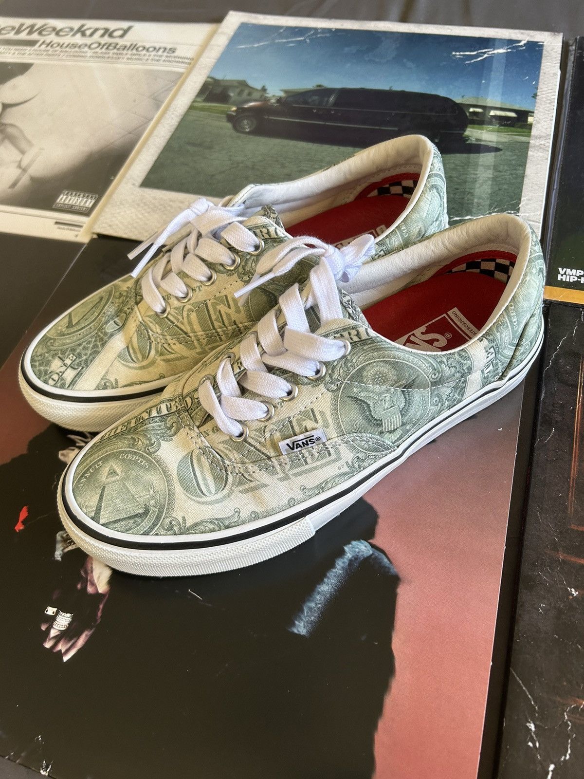 image of Supreme x Vans Skate Era “Dollar Bill Green” Shoes, Men's (Size 7.5)