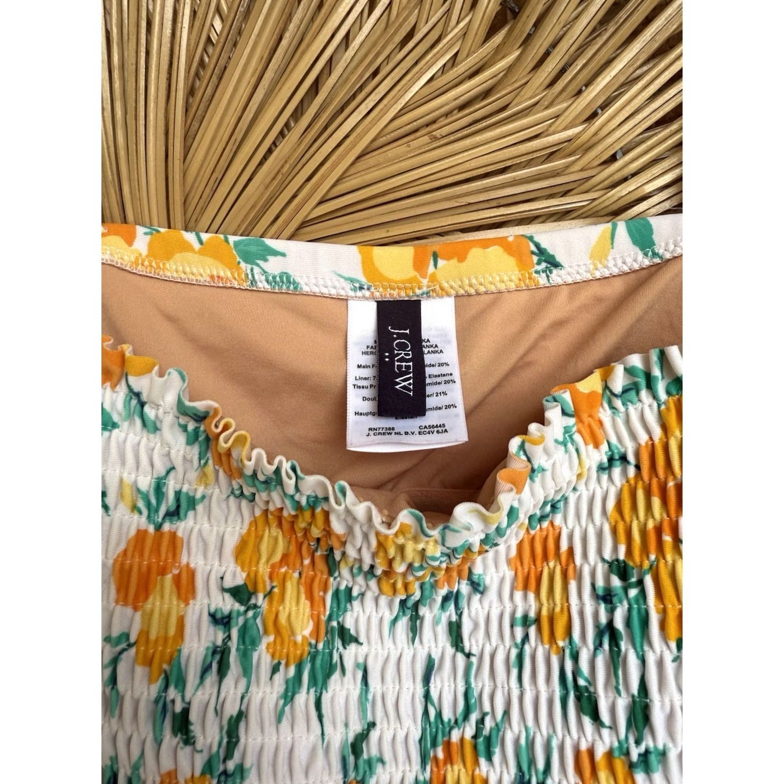 J.Crew J. Crew Factory One Piece Swimsuit Floral Smocked Yellow M Women Medium Size ONE SIZE - 3 Thumbnail