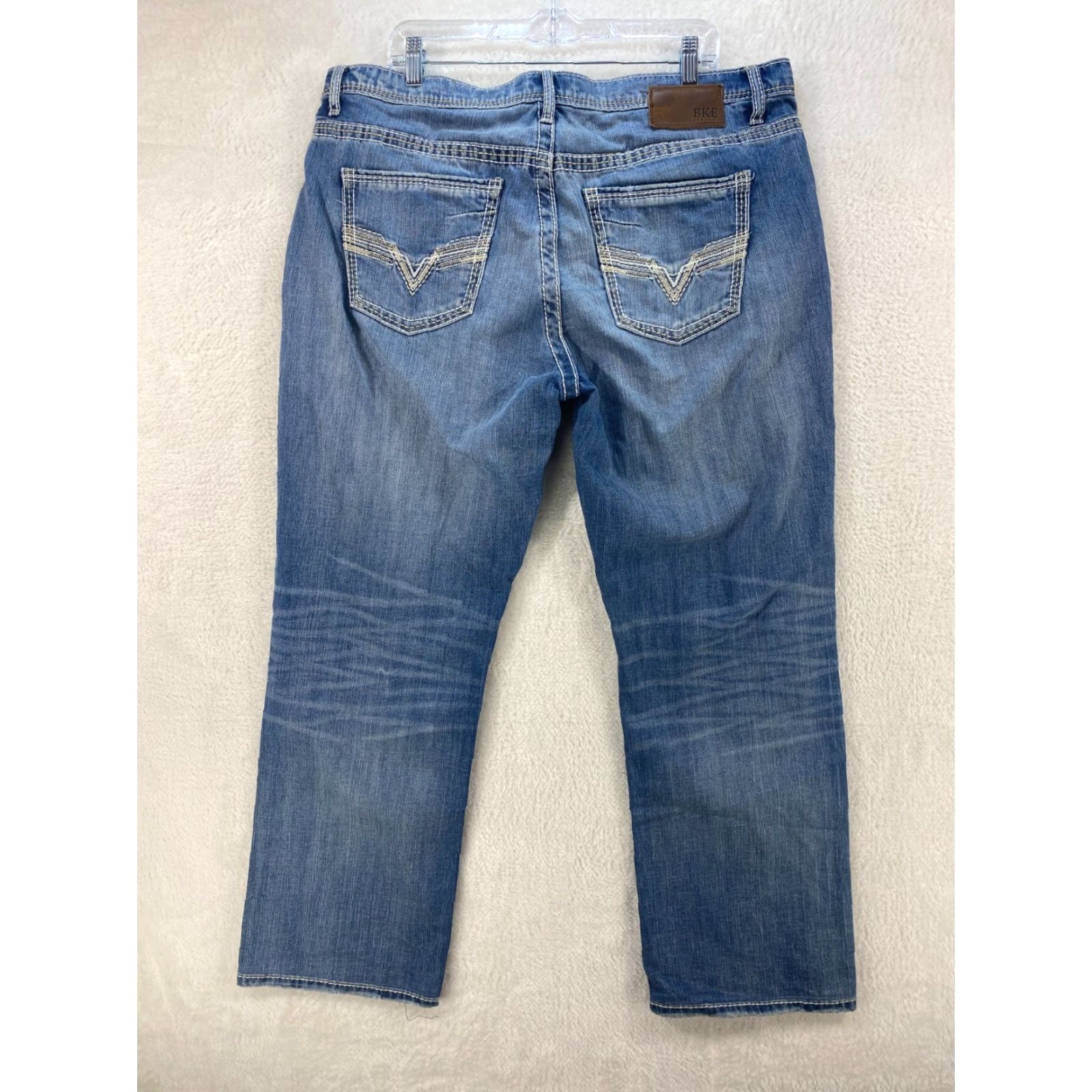 Vintage Buckle Buckle BKE Tyler Mens Jeans 38x32 Straight Blue Denim Embroidered Thick Stitch Size US 38 / EU 54 - 3 Thumbnail