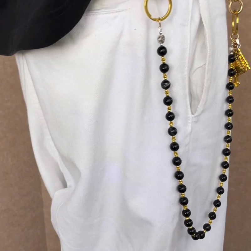 Japanese Brand × Jewelry Black Stone Round Bead Pants Chain Punk Style Size ONE SIZE - 2 Thumbnail