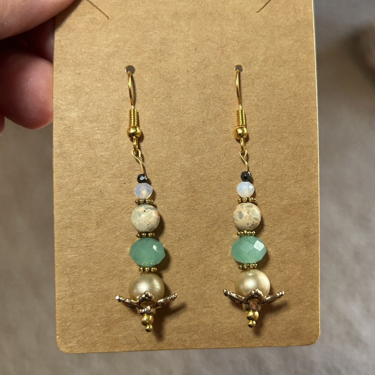 Handmade Handcrafted vintage bead glass crystal earrings Size ONE SIZE - 2 Thumbnail