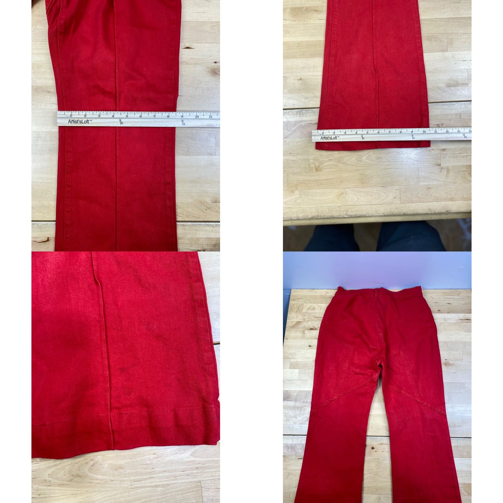 Vintage Revice Jeans Womens 32 Red Pleated Casual 32" Inseam Flared Jeans Womens Red Pleated 32" Inseam Size 24" / US 00 / IT 34 - 8 Thumbnail