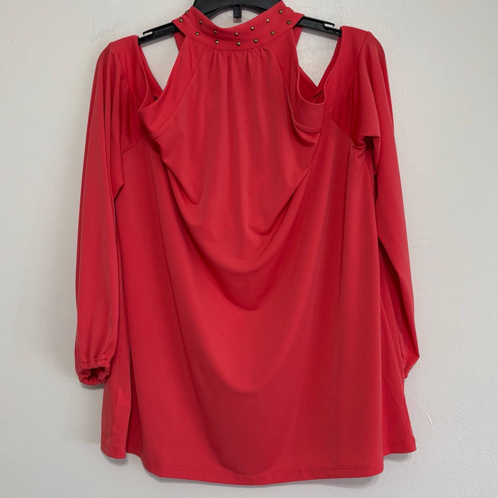 Michael Kors MICHAEL Michael Kors Cold-shoulder Tie-neck Coral Blouse XL Size XL / US 12-14 / IT 48-50 - 3 Thumbnail