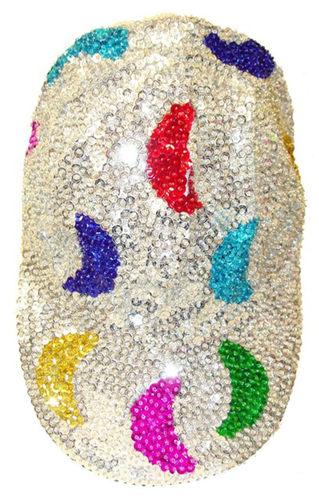 Designer Sequin Baseball Cap Silver W/Color Moon Size ONE SIZE - 1 Preview