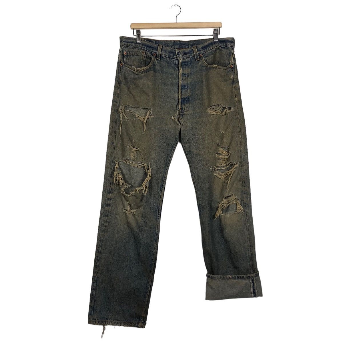 Levi's Vintage Clothing 🔥80’s Vintage Selvedges Distressed Denim Jeans Levi’s 501 Size US 36 / EU 52 - 10 Thumbnail