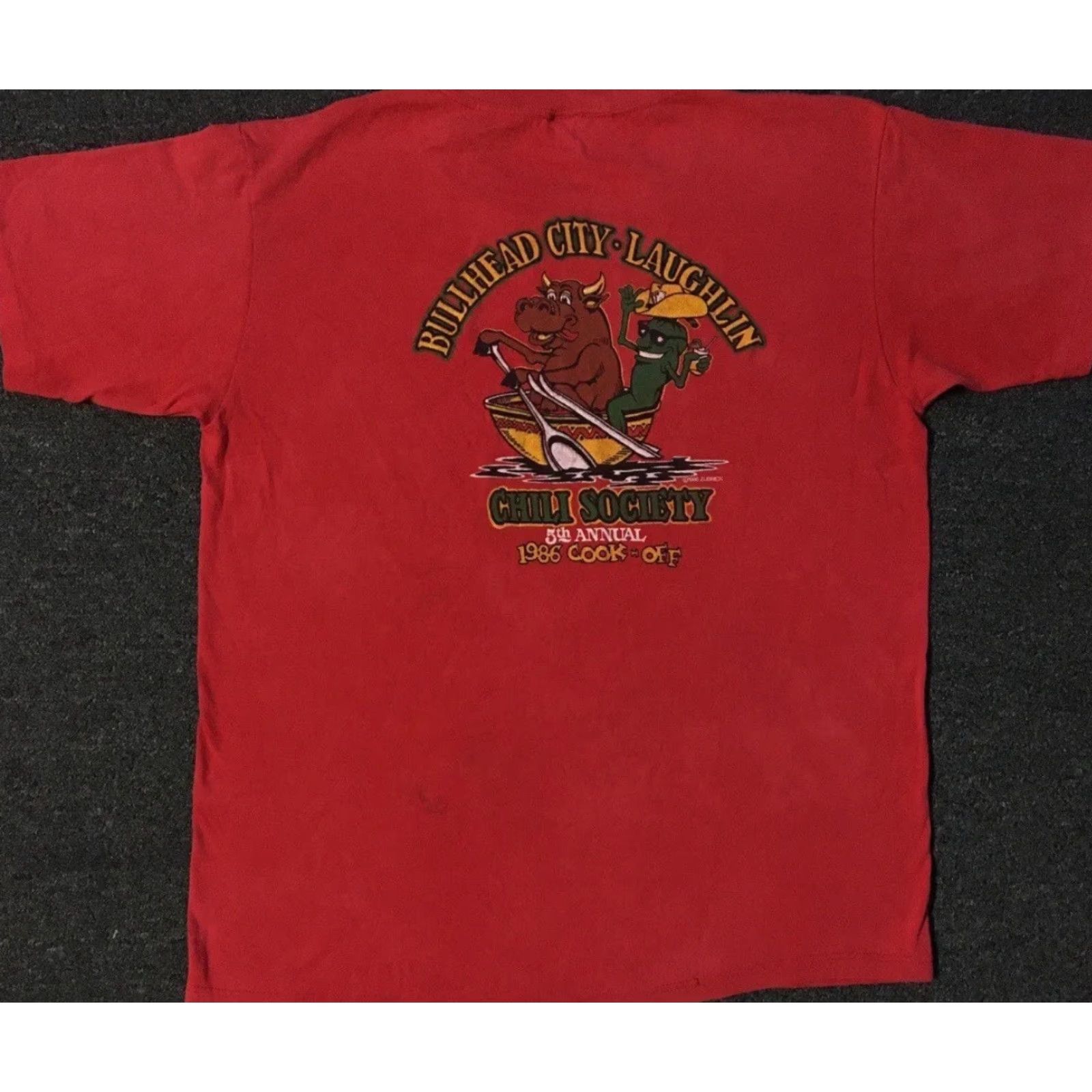 Vintage VINTAGE Bullhead City Chili Cook Off Shirt M Arizona Red 80s Distressed Single Stitch Men T-Shirt Size US M / EU 48-50 / 2 - 2 Thumbnail