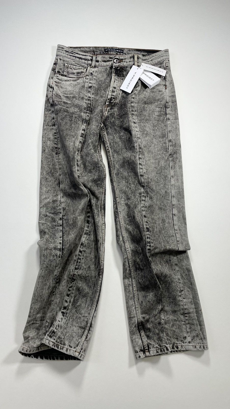 Y/Project S/S 23 ‘Wire’ Acid Washed Gray Denim Jeans Size US 34 / EU 50 - 2 Thumbnail