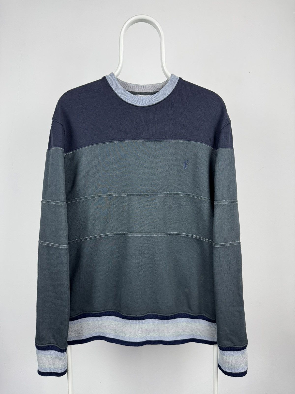 Yves Saint Laurent Vintage Yves Saint Lauren Garment Dyed Striped Sweatshirt Size US M / EU 48-50 / 2 - 1 Thumbnail