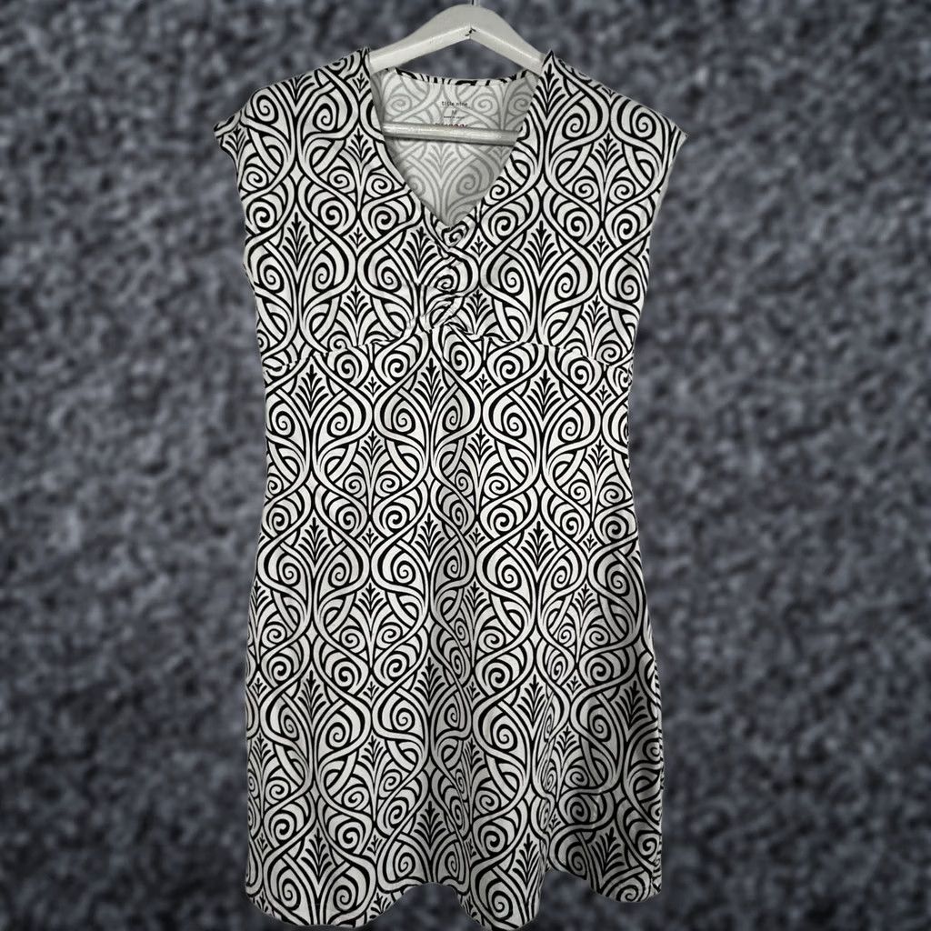 Vintage Title Nine Womens Cap Sleeve Black & White Printed Active Dress Medium Stretch Size M / US 6-8 / IT 42-44 - 1 Thumbnail