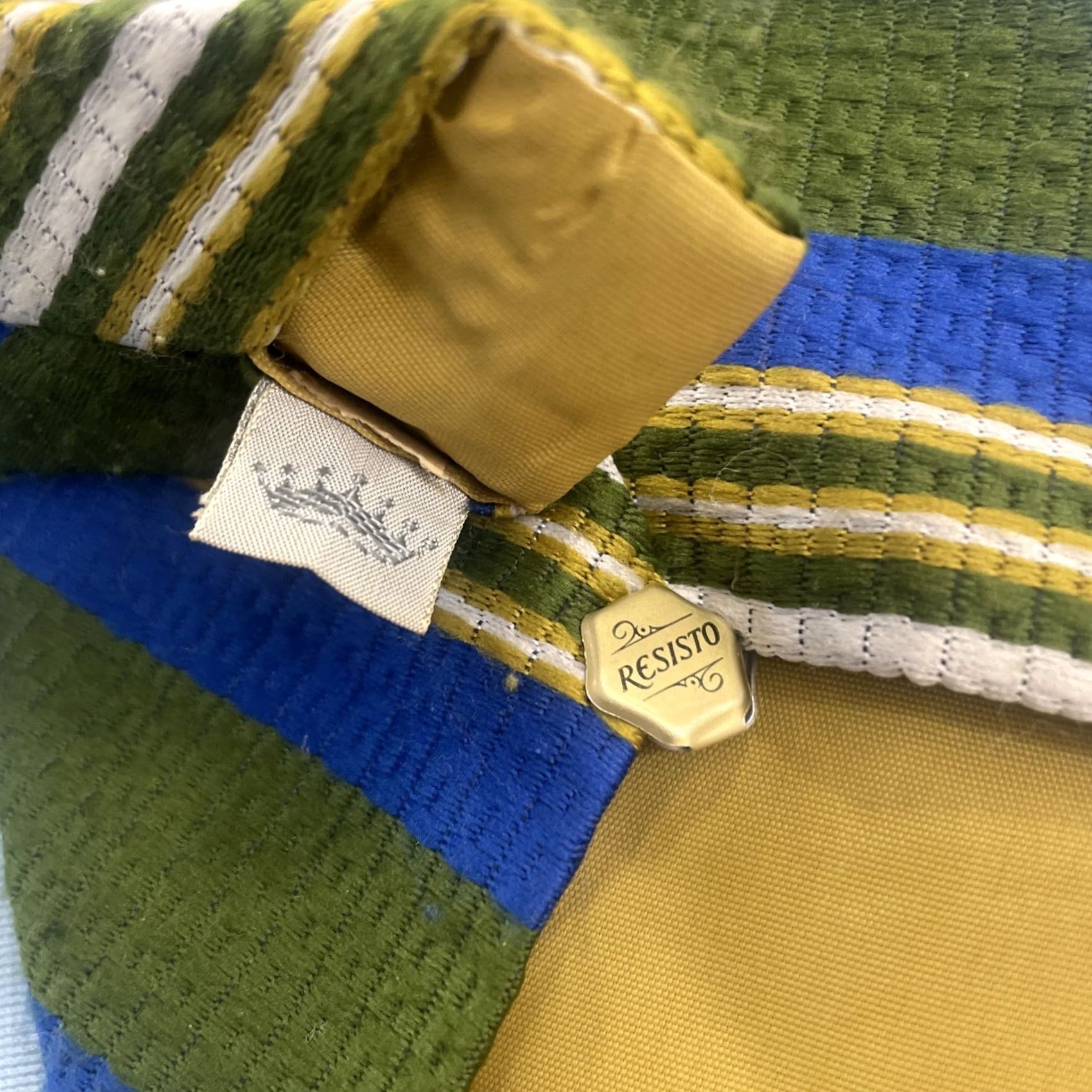 Vintage VINTAGE Resisto 70s Extra Wide Necktie 5" Kipper Repp Stripe Green Blue 58" Woven Tie Capsule UltraWide Necktie Men Designer Vintage 1970s Size ONE SIZE - 7 Thumbnail