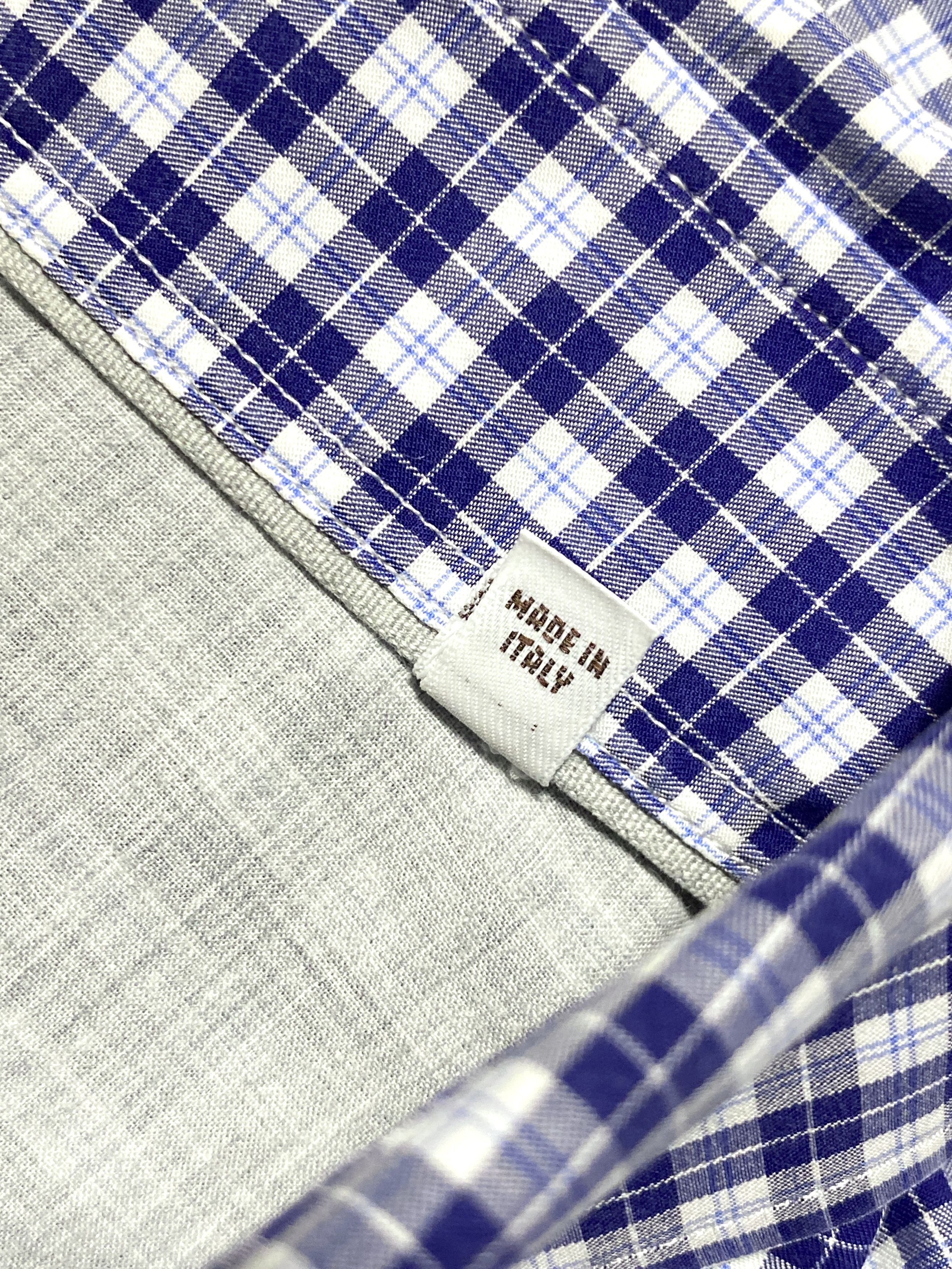 Brunello Cucinelli Brunello Cucinelli Blue White Check Cotton Dress Basic Shirt Size US L / EU 52-54 / 3 - 12 Thumbnail