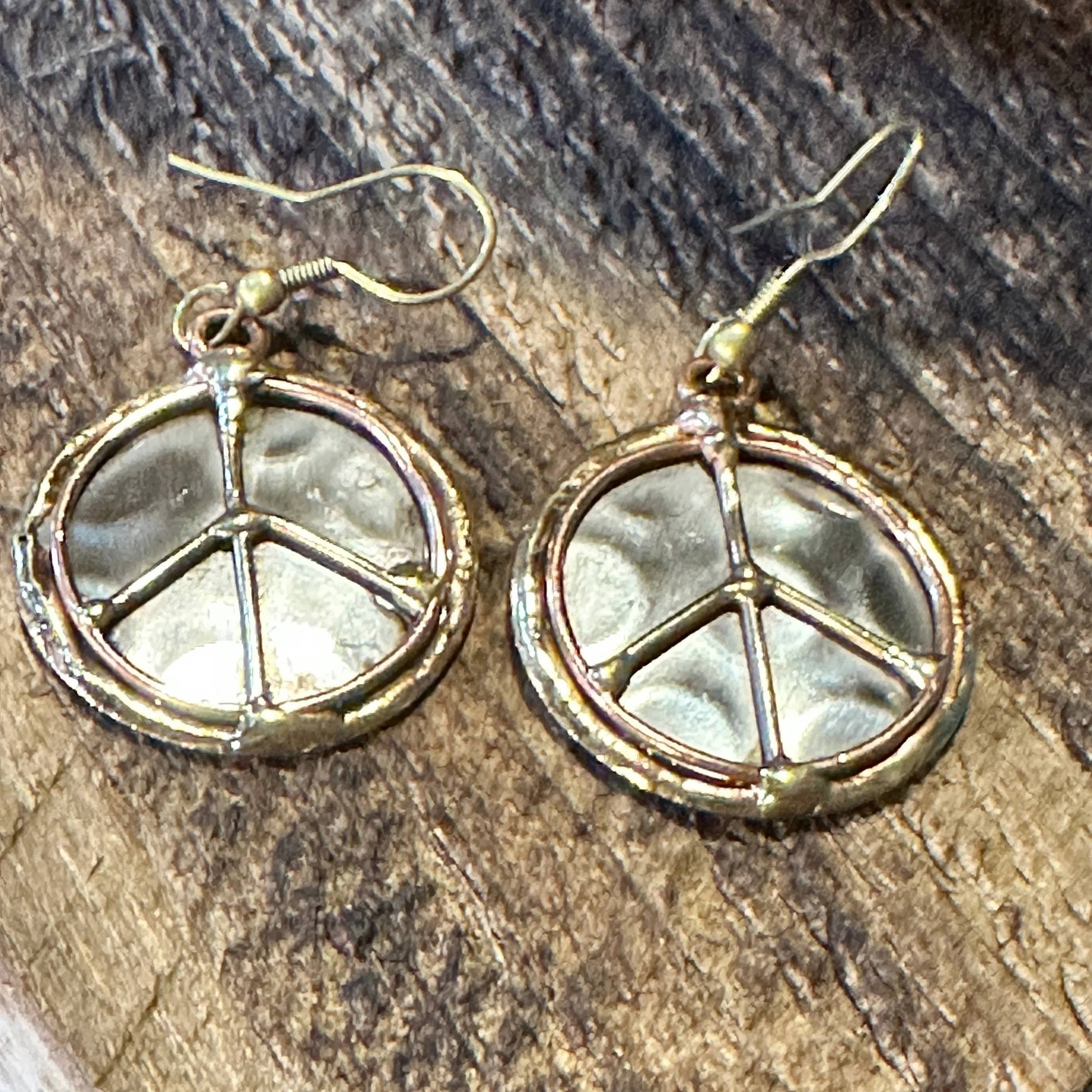 Other Handmade Artesian Hippie Silver & Copper Peace Sign Drop Wir Size ONE SIZE - 2 Thumbnail