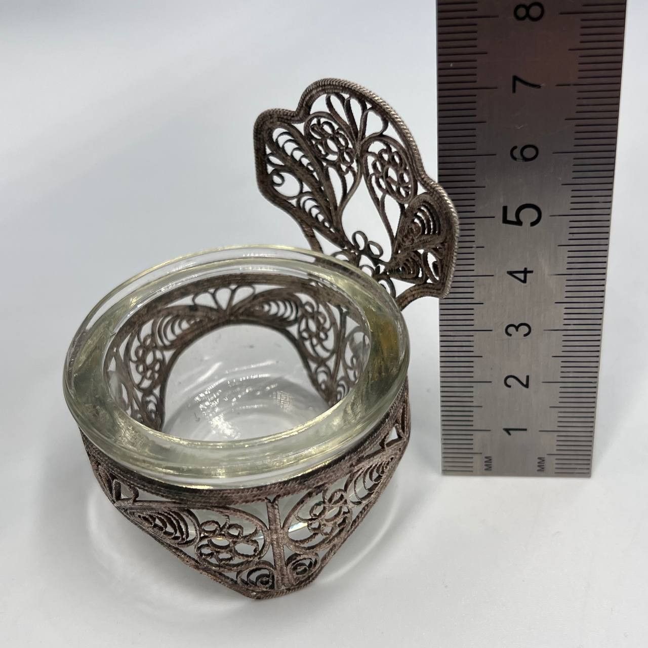 Vintage 1987 Vintage USSR Silver-Plated glass Salt Papper Cellar Size ONE SIZE - 2 Thumbnail