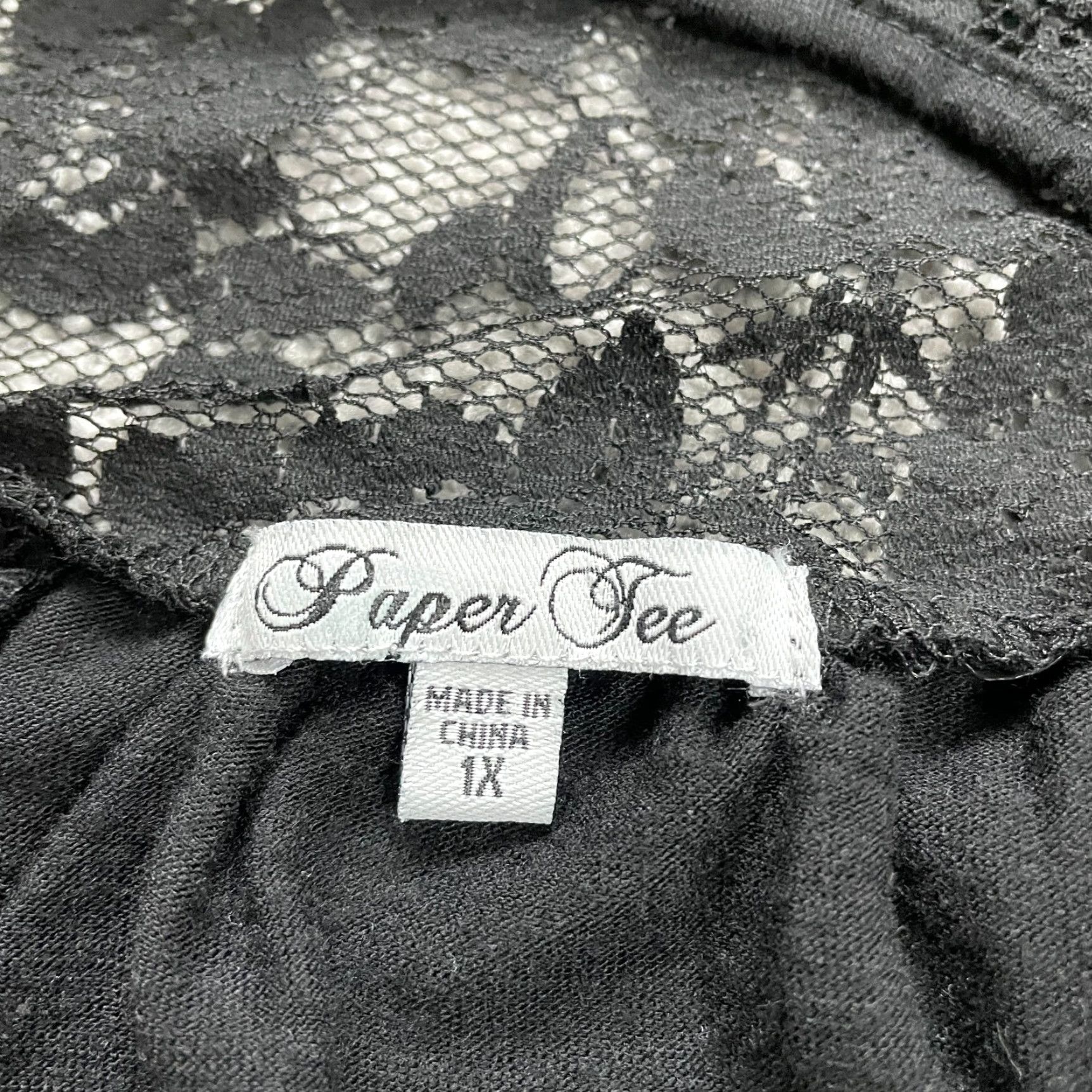 Vintage Paper Tee Blouse Shirt Womens XL Black Dolman Sleeve Lace Rayon Knit Casual Stretch Size XL / US 12-14 / IT 48-50 - 5 Thumbnail