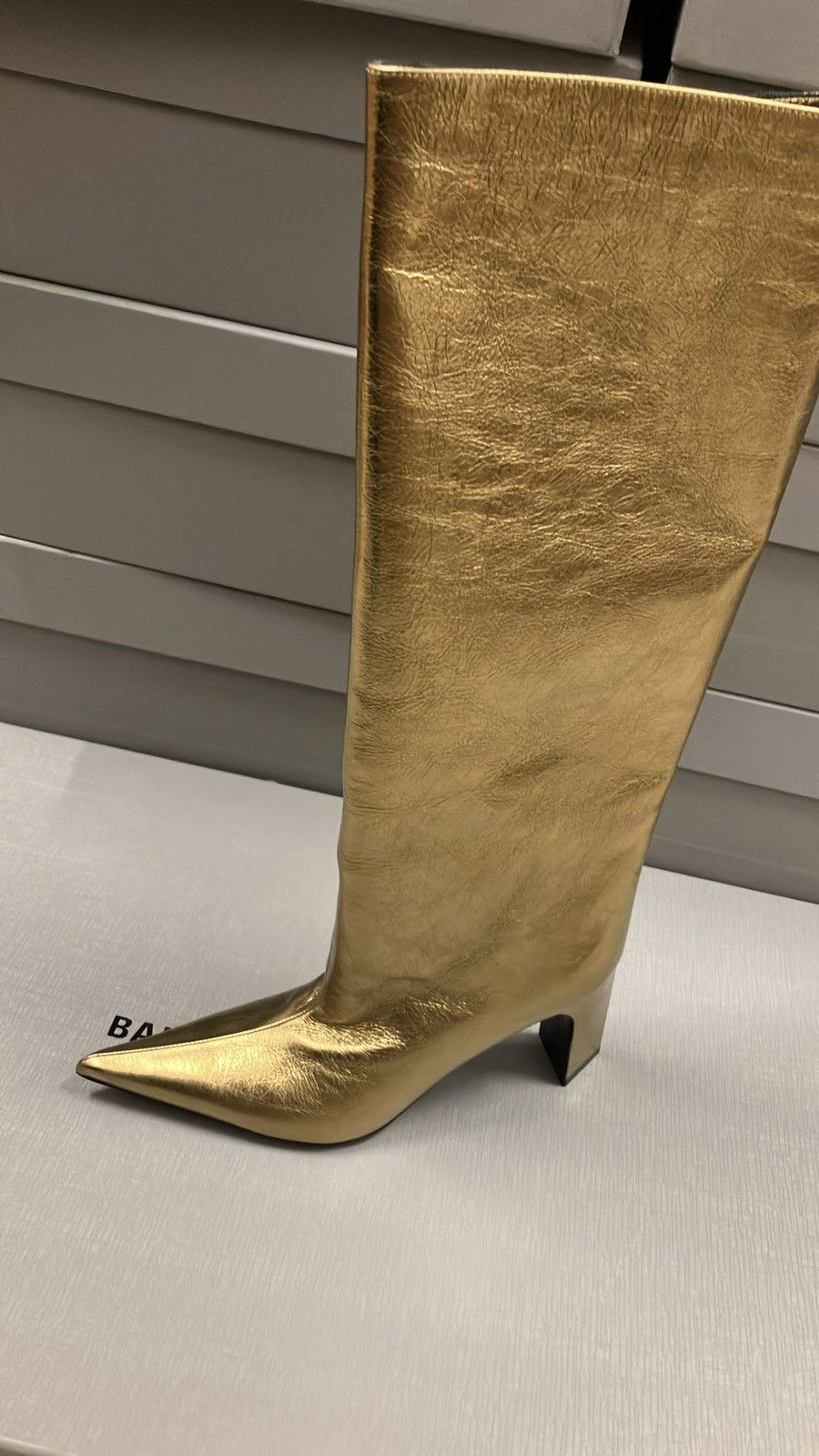 Blade Leather Boots in gold