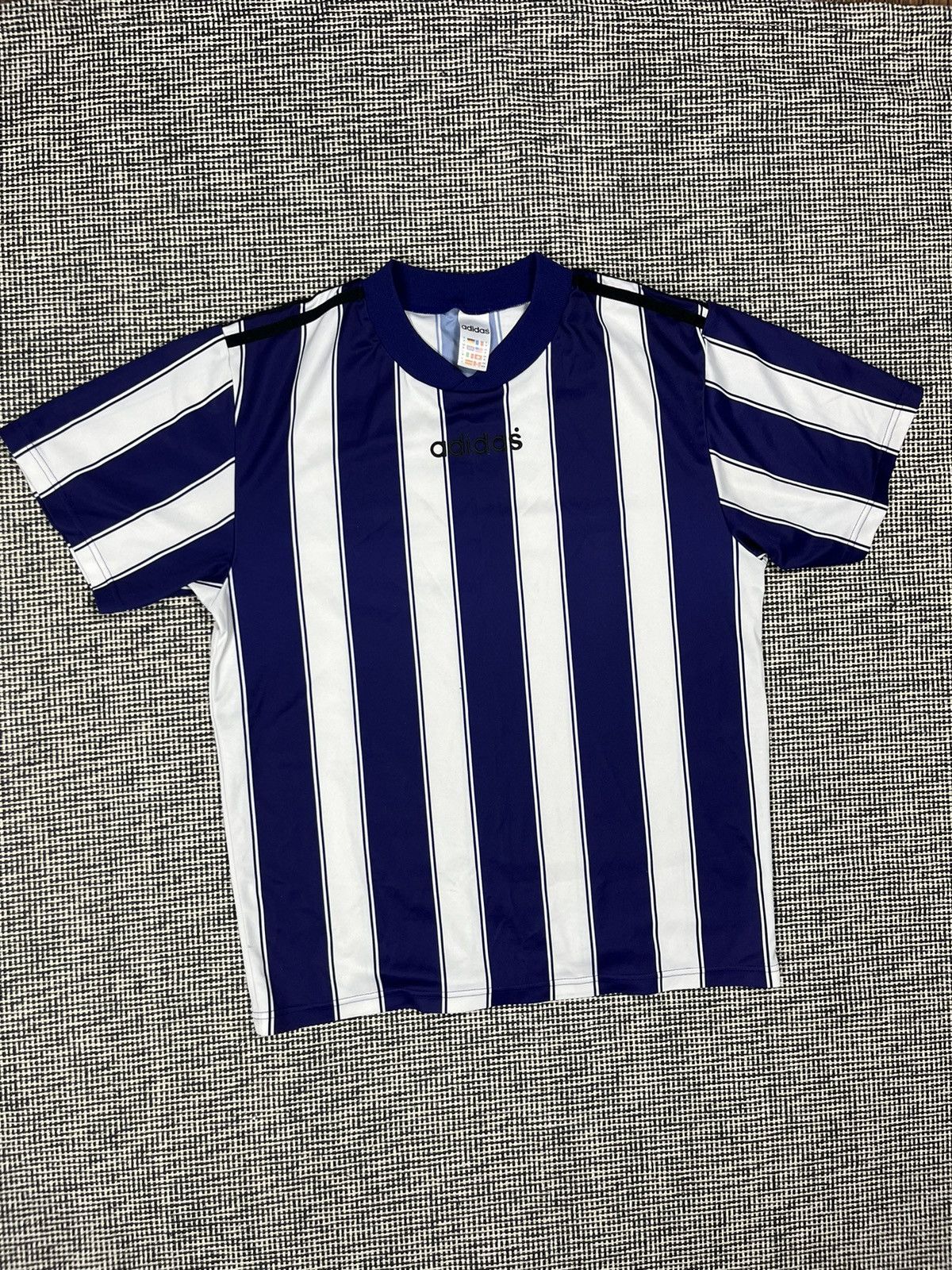 Adidas × Vintage 90s adidas soccer jersey purple stripes blokecore Size US M / EU 48-50 / 2 - 1 Thumbnail
